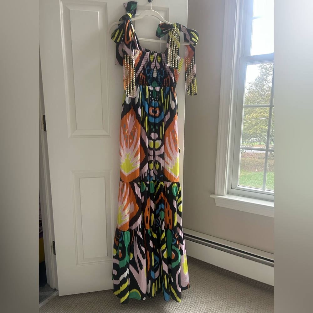 Sheridan French Night Ikat Smocked Maxi Dress